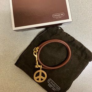 Coach Peace Sign Leather Necklace